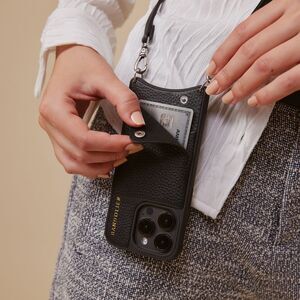 Bandolier Emma Black Pebble Leather Crossbody With Bobby Strap Iphone 13 Pro